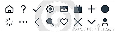 interface essentials line icons. linear set. quality vector line set such as user, close, search, reload, add, check, email, Vector Illustration