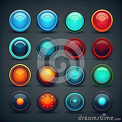 interface round game button ai generated Cartoon Illustration