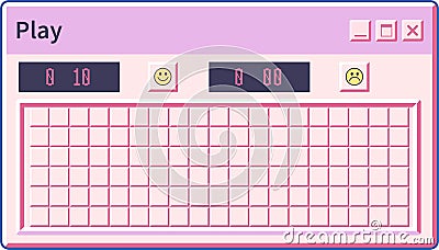 Interface of sapper game, dialog box with score Stock Photo