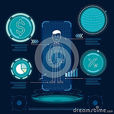 Interface science businessman Vector Illustration