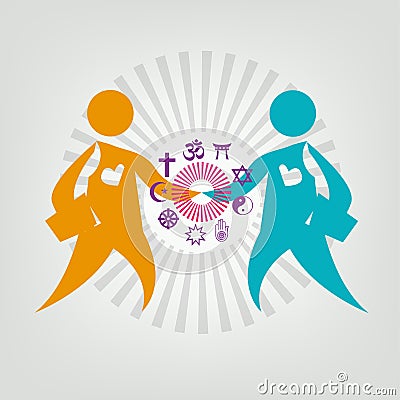 Interfaith Dialogue Flat concept. Editable Clip Art. Vector Illustration