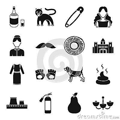 Interior, alcohol, atelier and other web icon in black style. Vector Illustration