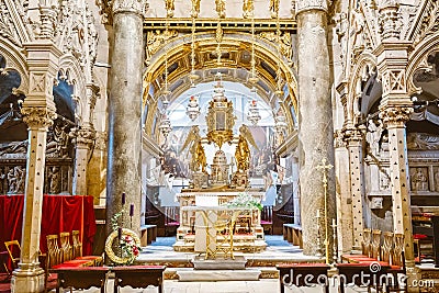 Interior of ancient Cathedral of Saint Domnius inside the Diocletian`s Palace section in Split, Croatia Editorial Stock Photo