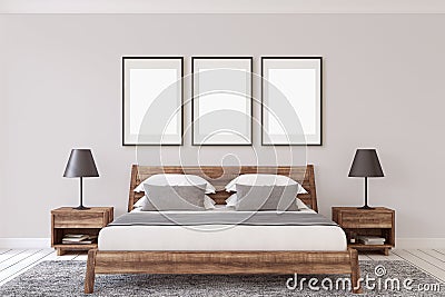 Interior and frame mockup. Bedroom. 3d rendering Stock Photo