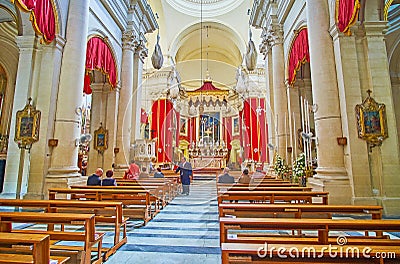 Interior of Annunciation Church, Birgu, Malta Editorial Stock Photo