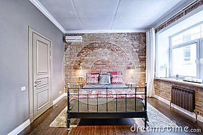 Home bedroom loft-style renovation design. Stock Photo