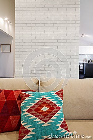 Interior architectural brick feature wall with space for text Stock Photo