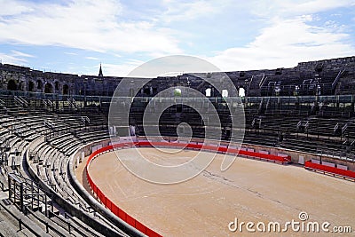 Interior Arena Nimes ancient Roman Amphitheater in France Editorial Stock Photo