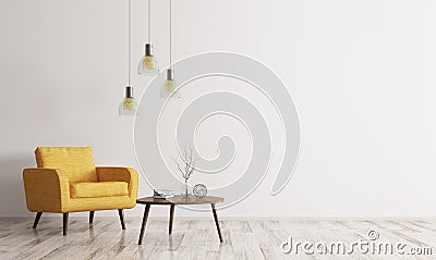 Interior with armchair and coffee table 3d rendering Stock Photo