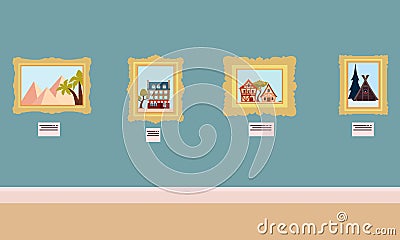 Interior Art Gallery Vector Illustration