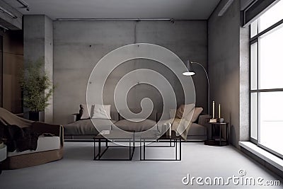 interior background modern room cushion style white decor render apartment trendy wall. Generative AI. Stock Photo