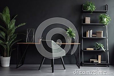 interior background monitor business armchair light apartment home living screen modern dark. Generative AI. Stock Photo