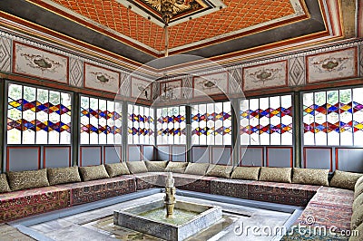 The interior of the Bakhchisaray Palace (Hansaray) the residence of the Crimean khans XVI century Editorial Stock Photo