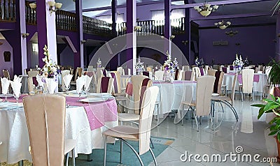 The interior of the banquet hall. Elegant, exquisite Stock Photo