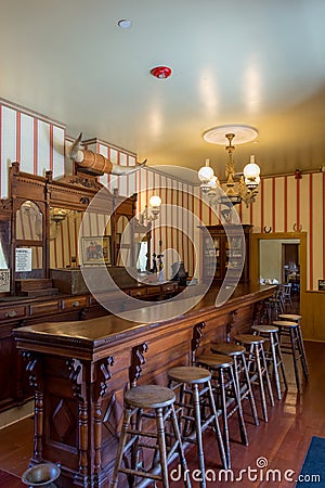 Interior of bar in the style of the Wild West, California, USA Stock Photo