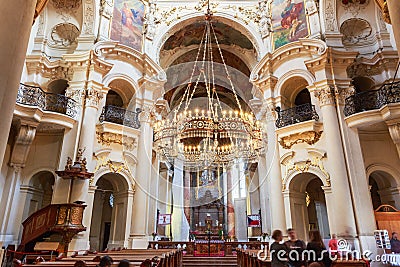 Interior Of Baroque Church Of St. Nicholas - Old Town Square in Editorial Stock Photo