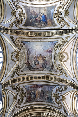 Interior of the Basilica of Corpus Domini, a Catholic church in Turin, Italy Editorial Stock Photo