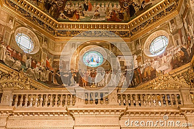 Interior of Basilica of Santa Casa, the Shrine of the Holy House of Virgin Mary. The Sanctuary is th Editorial Stock Photo