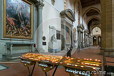 The interior of the Basilica of Santa Croce in Florence Editorial Stock Photo