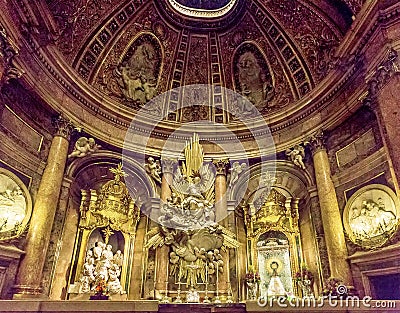 Interior of the basilica of the Virgen del Pilar, Zaragoza, Aragon, Spain. Editorial Stock Photo