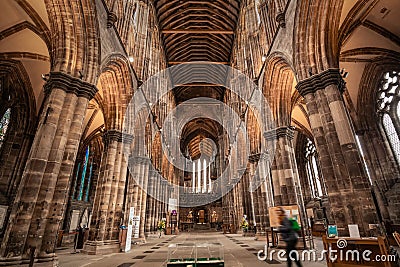 Interior of Big Glasgow cathedral on a spring day looking from c Editorial Stock Photo