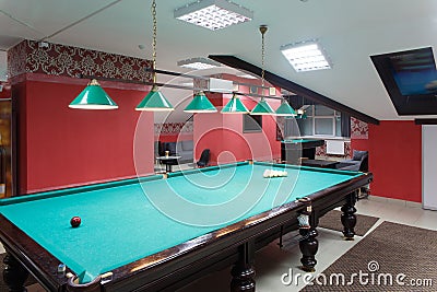 Interior of the billiard club Stock Photo