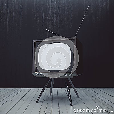 Interior with blank obsolete TV Stock Photo