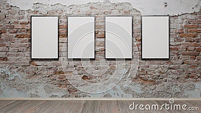 Interior with blank picture frames 3d render Stock Photo