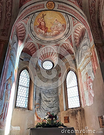 Interior of Bled Castle Chapel, Slovenia Stock Photo