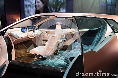 Interior of BMW iNext Concept car at CES 2019 Editorial Stock Photo