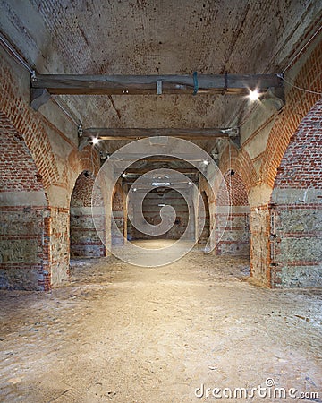 Interior of a brick made powder magazine Stock Photo