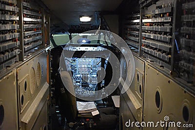 Interior of a British WW2 Bomber Aircraft Editorial Stock Photo