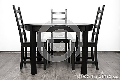 Interior with brown round table and chairs Stock Photo