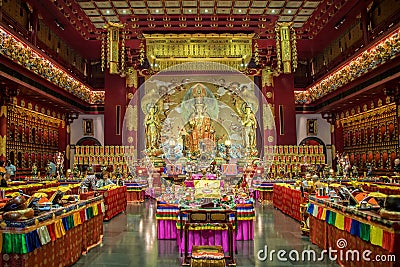 Interior of the Buddha Tooth Relic Temple Editorial Stock Photo