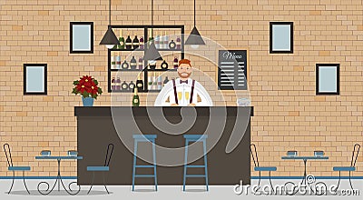 Interior of cafe or bar in loft style Vector Illustration