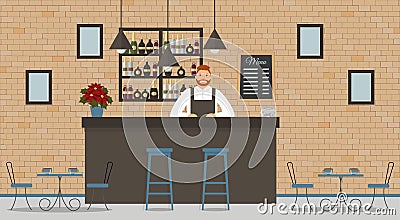 Interior of cafe or bar in loft style Vector Illustration