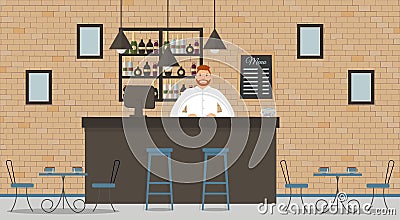 Interior of cafe or bar in loft style Vector Illustration