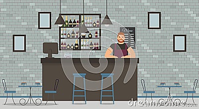 Interior of cafe or bar in loft style Vector Illustration