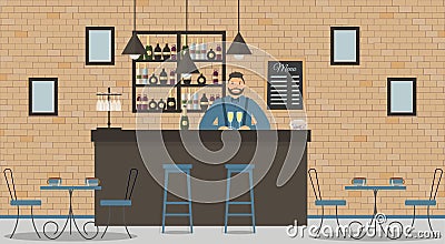 Interior of cafe or bar in loft style Vector Illustration