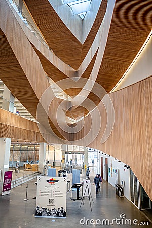 Interior of Calgary`s Central Branch of the Calgary Public Library Editorial Stock Photo