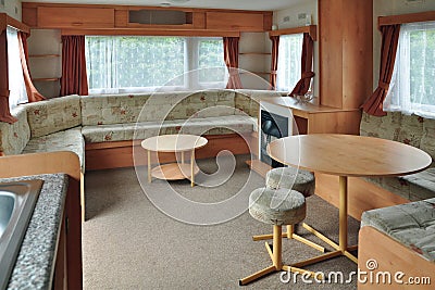 Interior of caravan wagon or trailer Stock Photo