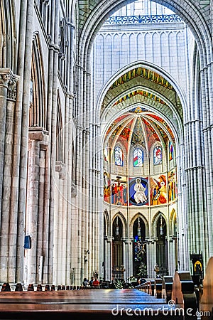 Interior of Cathedral of Almudena Editorial Stock Photo