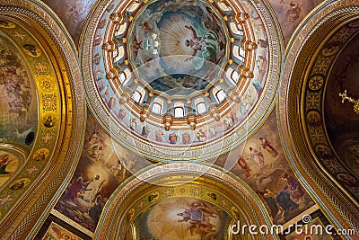 Interior of the Cathedral of Christ the Savior in Moscow Editorial Stock Photo