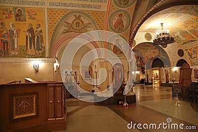 Interior of the Cathedral of Christ the Savior in Moscow Editorial Stock Photo