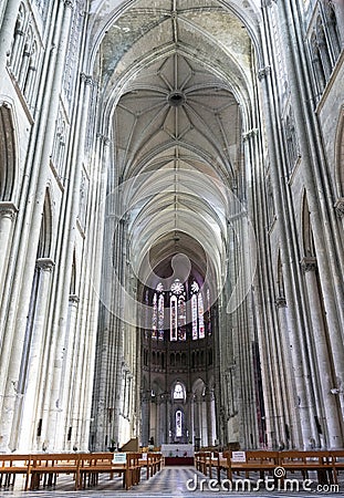 Interior of cathedral in french town of Saint Quentin Stock Photo