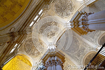 Interior Cathedral of Malaga--is a Renaissance church in the city of Malaga, Andalusia, southern Spain Editorial Stock Photo