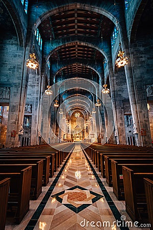 The interior of Cathedral of Mary Our Queen in Baltimore, Maryland Stock Photo