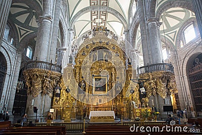 Interior of Cathedral metropolitana de la ciudad de Mexico on Zocalo square Editorial Stock Photo