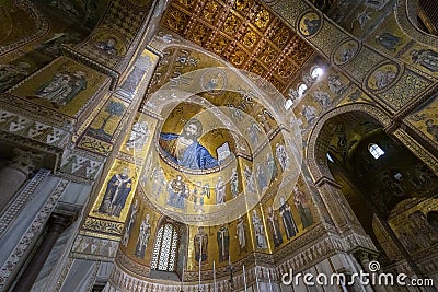 Interior of the Cathedral of Monreale detail of the apse Stock Photo