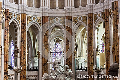 Interior of Cathedral Our Lady of Chartres (CathÃ© Editorial Stock Photo